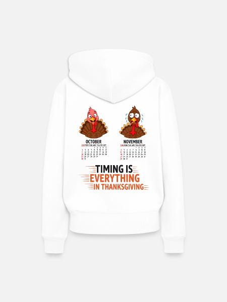 Thanksgiving Timing - Frauen Premium Bio Hoodie - Weiß