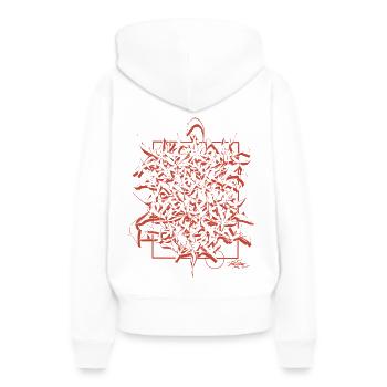 Calligraffiti Lignes Rouges – Design Urbain - Sweat à capuche Premium bio Femme - blanc - Dos - Julia (174cm)