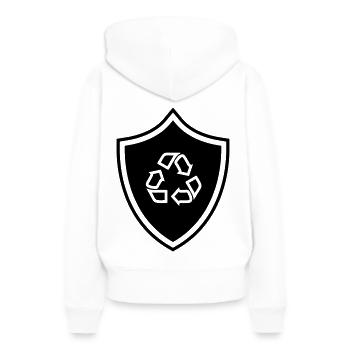 Armoiries de recyclage - Sweat à capuche Premium bio Femme - blanc - Dos - Julia (174cm)