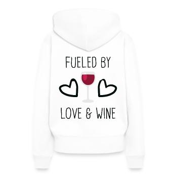 Vin & Amour | Vin rouge Vin rouge Vin rouge Cadeau - Sweat à capuche Premium bio Femme - blanc - Dos - Julia (174cm)