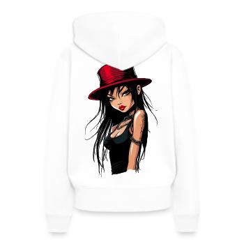 Beauté aux cheveux noirs - fille de bande dessinée - Sweat à capuche Premium bio Femme - blanc - Dos - Julia (174cm)