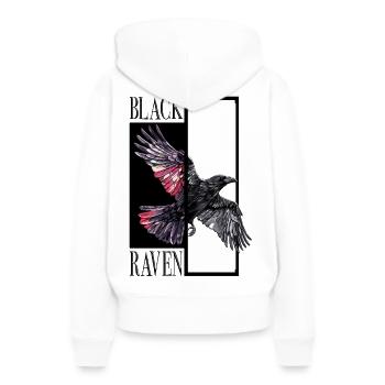 Corbeau noir Corbeau oiseau - Sweat à capuche Premium bio Femme - blanc - Dos - Julia (174cm)