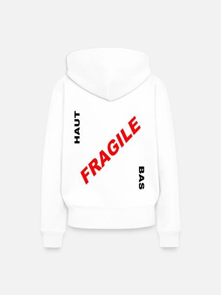 ZERBRECHLICH - Frauen Premium Bio Hoodie - Weiß