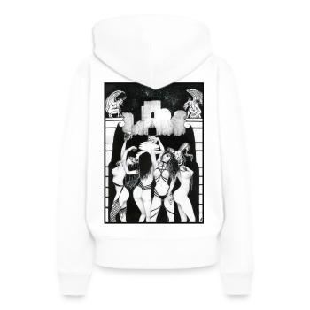 Sabbat, Teufelshexen-Rallye - Frauen Premium Bio Hoodie - Weiß - Hinten - Julia (174cm)