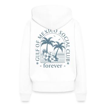 Anti  Gulf Of Mexico Social Club Unisex - Frauen Premium Bio Hoodie - Weiß - Hinten - Julia (174cm)