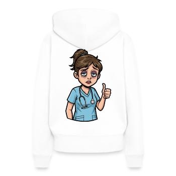 Héroïne fatiguée : prendre soin avec cœur et humour - Sweat à capuche Premium bio Femme - blanc - Dos - Julia (174cm)
