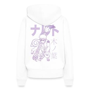 Naruto Shippuden Naruto Mit Schriftzeichen - Frauen Premium Bio Hoodie - Weiß - Hinten - Julia (174cm)