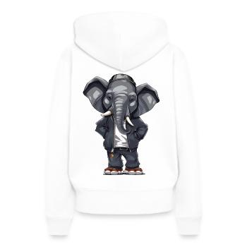 HIP HOP ELEPHANT - Frauen Premium Bio Hoodie - Weiß - Hinten - Julia (174cm)