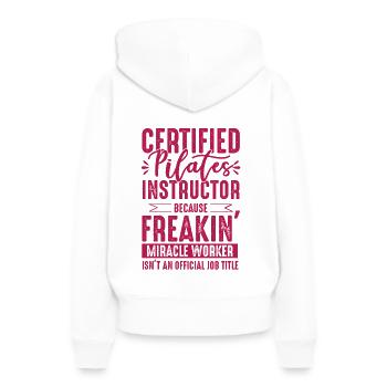 Lustiger Pilates Spruch - Frauen Premium Bio Hoodie - Weiß - Hinten - Julia (174cm)