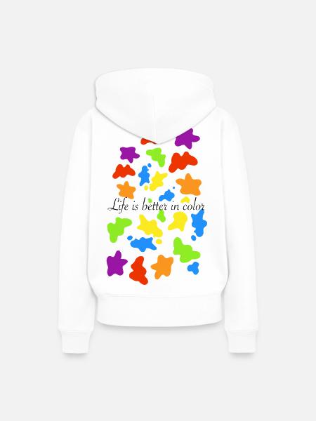 Bunte Farbkleckse - Frauen Premium Bio Hoodie - Weiß