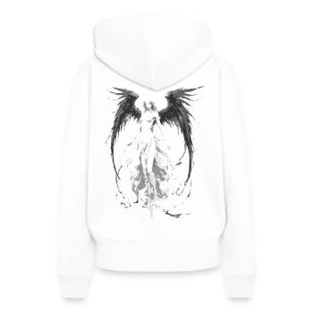 2reborn Angelwings Woman Power - Frauen Premium Bio Hoodie - Weiß - Hinten - Julia (174cm)