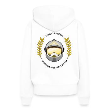 Pompiers volontaires - Sweat à capuche Premium bio Femme - blanc - Dos - Julia (174cm)