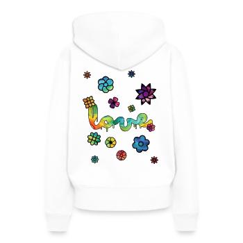 LOVE - Frauen Premium Bio Hoodie - Weiß - Hinten - Julia (174cm)