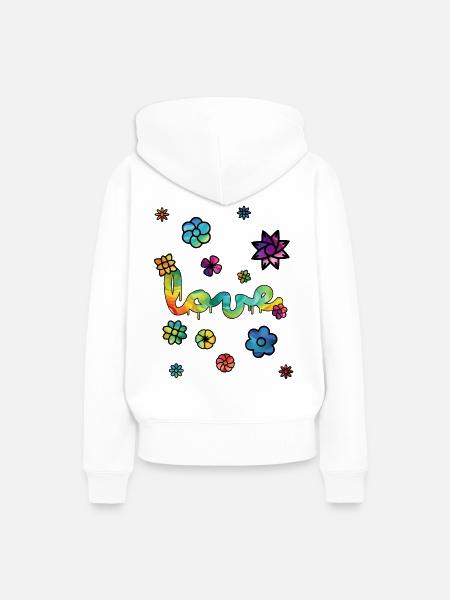 LOVE - Frauen Premium Bio Hoodie - Weiß