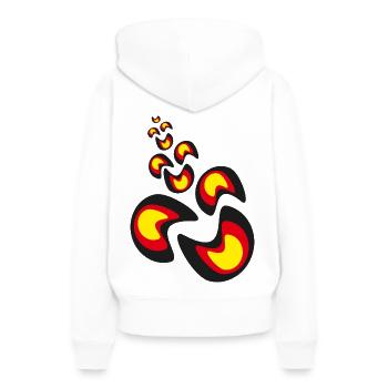 Deutschlandfarben sehr wild und fröhlich. - Frauen Premium Bio Hoodie - Weiß - Hinten - Julia (174cm)