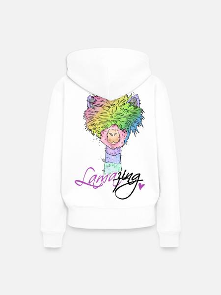 Lama* zing - Frauen Premium Bio Hoodie - Weiß