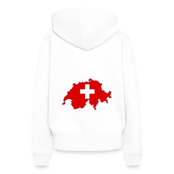 Flagge der Schweiz und Karte der Schweiz - Frauen Premium Bio Hoodie - Weiß - Hinten - Julia (174cm)