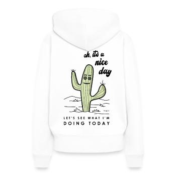 Bonne journée - Sweat à capuche Premium bio Femme - blanc - Dos - Julia (174cm)