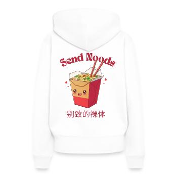 Envoyer des nouilles - Sweat à capuche Premium bio Femme - blanc - Dos - Julia (174cm)