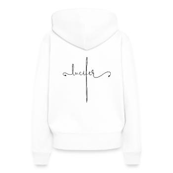 Lucifer chemise - Sweat à capuche Premium bio Femme - blanc - Dos - Julia (174cm)