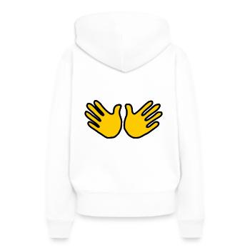 Emoji Hand Open Sketch Color - Sweat à capuche Premium bio Femme - blanc - Dos - Julia (174cm)