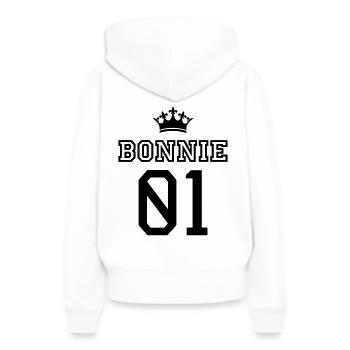 Bonnie (Bonnie & Clyde) - Frauen Premium Bio Hoodie - Weiß - Hinten - Julia (174cm)