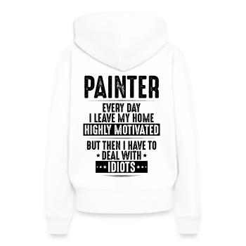 Peintre et Peintre Peintre Peintre Maître - Sweat à capuche Premium bio Femme - blanc - Dos - Julia (174cm)