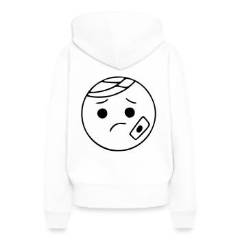 Emoji sketch blesse noir - Sweat à capuche Premium bio Femme - blanc - Dos - Julia (174cm)