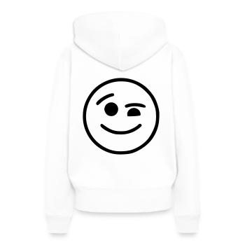 Emoji Skizze zwinkern schwarz - Frauen Premium Bio Hoodie - Weiß - Hinten - Julia (174cm)