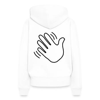 Emoji main agitant croquis noir - Sweat à capuche Premium bio Femme - blanc - Dos - Julia (174cm)
