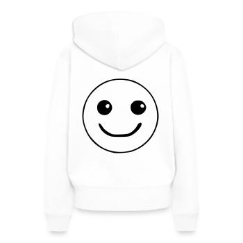 Emoji zufrieden Skizze schwarz - Frauen Premium Bio Hoodie - Weiß - Hinten - Julia (174cm)