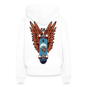 Patineur SK8 - Sweat à capuche Premium bio Femme - blanc - Dos - Julia (174cm)
