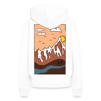 Berglandschaft Sonnenuntergang - Frauen Premium Bio Hoodie - Weiß - Hinten - Julia (174cm)