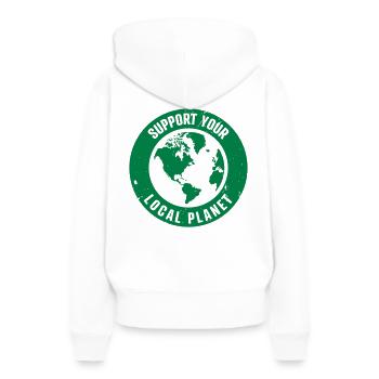SUPPORT YOUR LOCAL PLANET - Women’s Premium Organic Hoodie - white - Back - Julia (174cm)