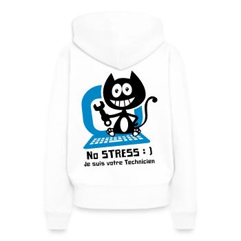 Chat technicien informatique, humour de chat ! - Sweat à capuche Premium bio Femme - blanc - Dos - Julia (174cm)