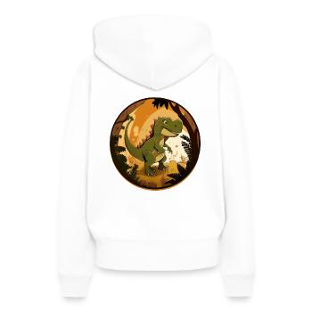 Sympathique dinosaure T-Rex - Sweat à capuche Premium bio Femme - blanc - Dos - Julia (174cm)