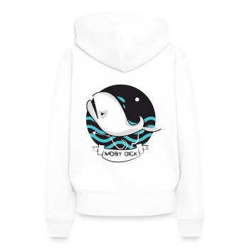 Moby Dick - Frauen Premium Bio Hoodie - Weiß - Hinten - Julia (174cm)