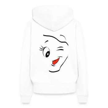 Wink smiley - Sweat à capuche Premium bio Femme - blanc - Dos - Julia (174cm)