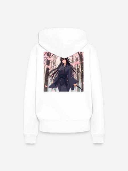 Sakura Schatten Samurai - Frauen Premium Bio Hoodie - Weiß