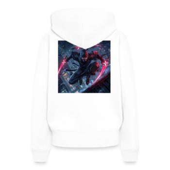 Städtischer Ninja mit Neon-Klingen - Frauen Premium Bio Hoodie - Weiß - Hinten - Julia (174cm)