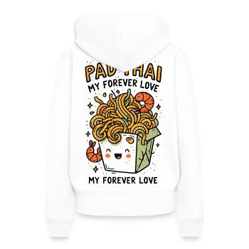 Boîte de nouilles porte-bonheur Pad Thai - Sweat à capuche Premium bio Femme - blanc - Dos - Julia (174cm)