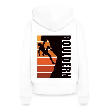 Bouldern - Boulderer - Frauen Premium Bio Hoodie - Weiß - Hinten - Julia (174cm)
