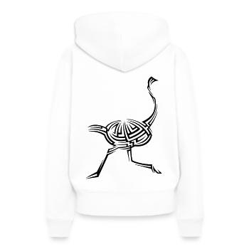 Tatouage tribal d’autruche - Sweat à capuche Premium bio Femme - blanc - Dos - Julia (174cm)