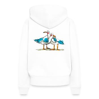 prinzenart / Helmut & Erwin - Sweat à capuche Premium bio Femme - blanc - Dos - Julia (174cm)