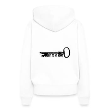 La clé de mon cœur - Sweat à capuche Premium bio Femme - blanc - Dos - Julia (174cm)