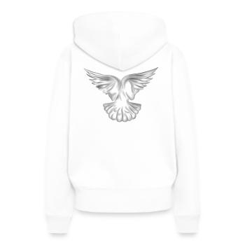 Liberty Dove - Frauen Premium Bio Hoodie - Weiß - Hinten - Julia (174cm)