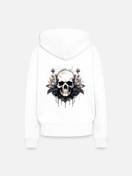 Rebell Skull - Frauen Premium Bio Hoodie - Weiß