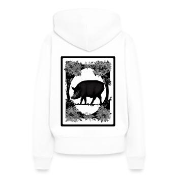 Sanglier dans les fleurs - Sweat à capuche Premium bio Femme - blanc - Dos - Julia (174cm)
