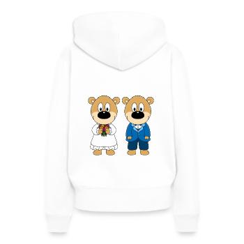 HOCHZEIT - HEIRATEN - LIEBE - BRAUTPAAR - TEDDYS - Frauen Premium Bio Hoodie - Weiß - Hinten - Julia (174cm)