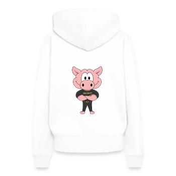 SCHWEIN - PIG - SECURITY - BODYGUARD - TIER - Frauen Premium Bio Hoodie - Weiß - Hinten - Julia (174cm)